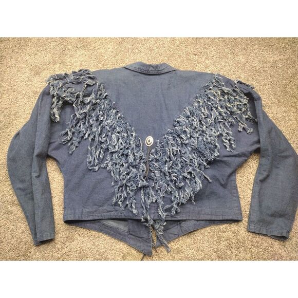Circle T Marilyn Lenox VTG Western DENIM 2 Piece Fringed Skirt & Jacket SZ 11/12 - Picture 8 of 16